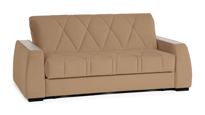 Диван - кровать Domo Pro с накладкой цвета ясень, стежка ромб, ткань Casanova Beige 160x216 — в мебель-центре Озерцо