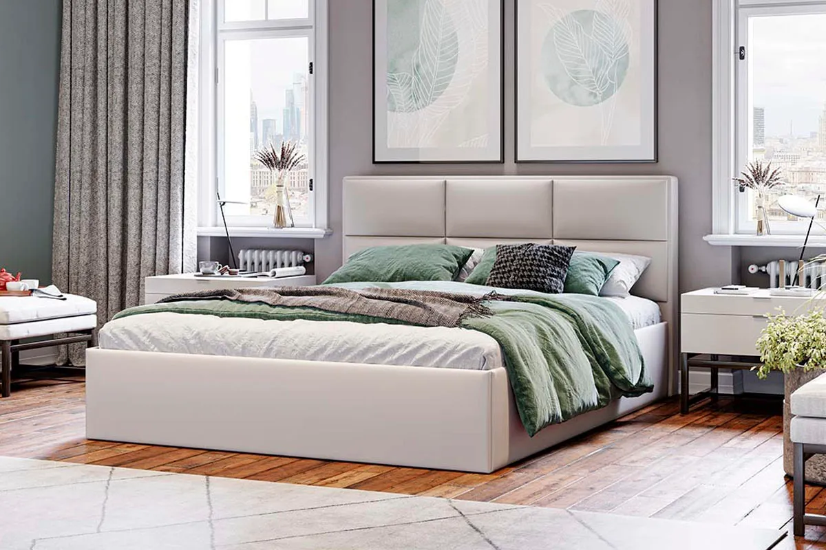 Кровать Стелла с ПМ Тип 1 и заглушиной 160х200 (Велюр/Confetti Cream) - купить в Озерце