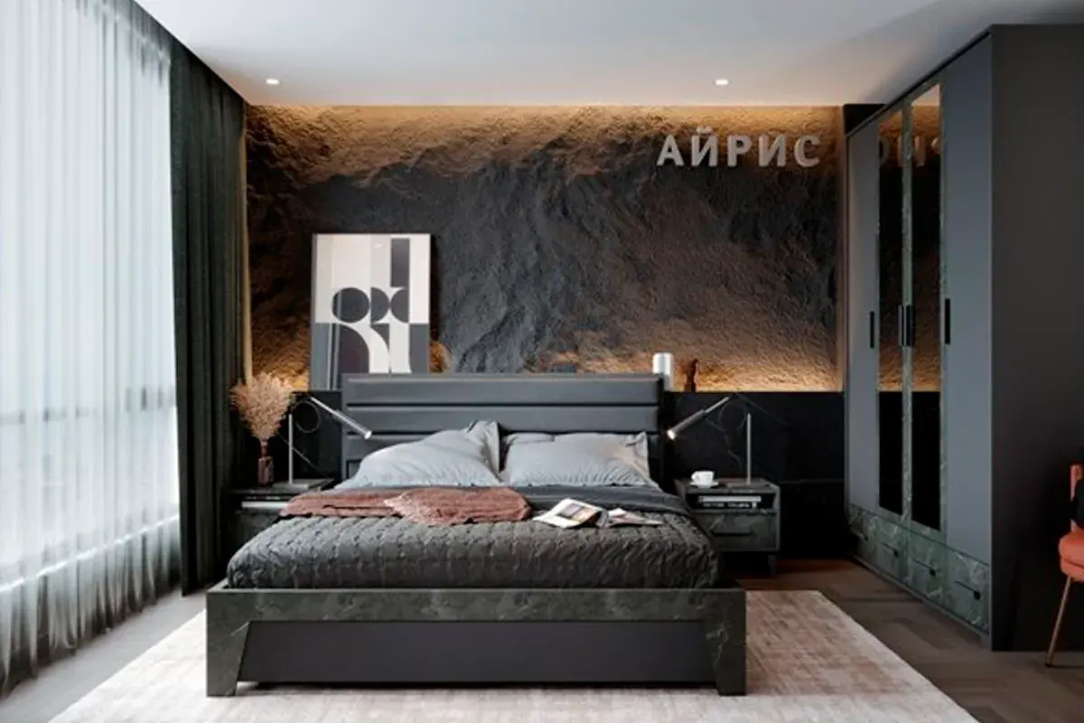 Кровать Айрис 306 Люкс без орт. основания 180х200 (Антрацит/Креатель) - купить в Озерце