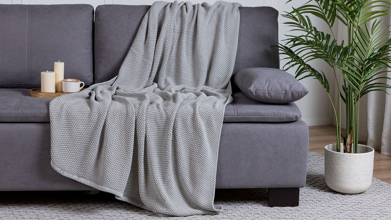 Плед вязаный Universal (петля) 130x180, цвет светло-серый в мебель-центре Озерцо