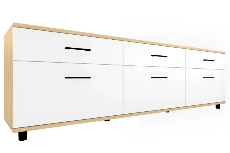 Тумба ТБ-5027-АС-БГ (Ясень Асахи/Белый Бриллиант Глянцевый) — Мебель-центр Озерцо