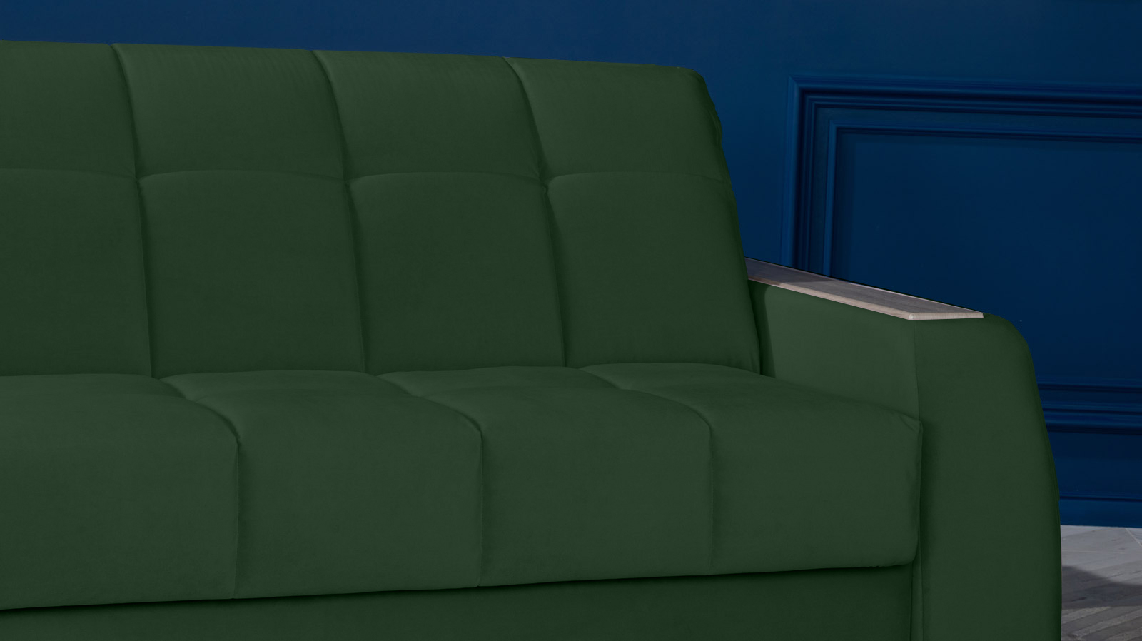 Диван - кровать Domo Pro с накладкой цвета ясень, стежка квадрат, ткань Casanova Grass 160x216 — в мебель-центре Озерцо