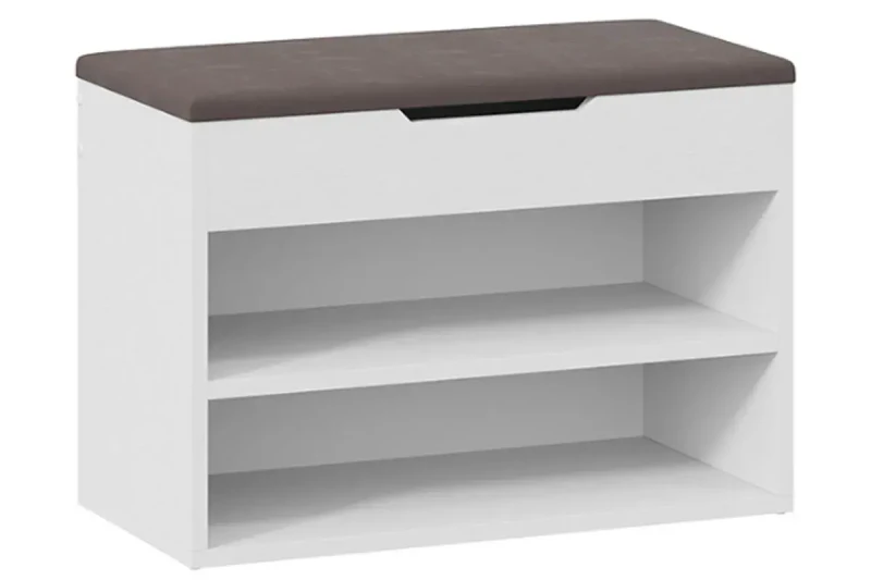 Тумба для обуви Тип 11 (Белый Ясень/Велюр Серый) — Мебель-центр Озерцо