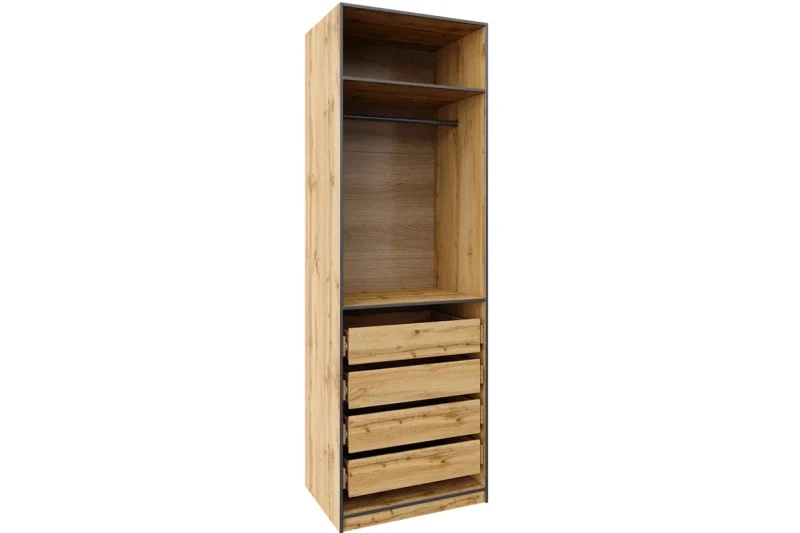 Корпус шкафа с ящиками и полками для гардеробной системы Квадро (100х55.7) (Дуб вотан) — Мебель-центр Озерцо