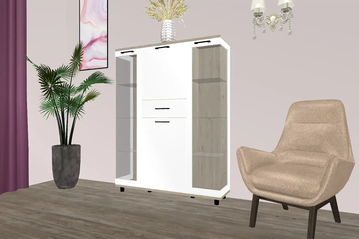 Шкаф многоцелевой ШК-5080-ГС-БГ (Гикори Джексон Светлый/Белый Бриллиант Глянцевый) в мебель-центре Озерцо