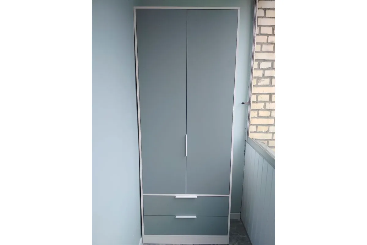 Шкаф для одежды Марли (Белый/Серо-голубой) в мебель-центре Озерцо