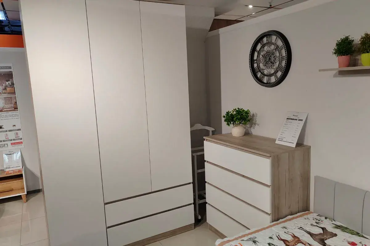 Комод Лори (Дуб Серый/Белый) — Мебель-центр Озерцо