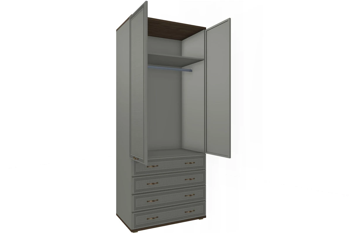 Шкаф для одежды и белья ШК-1006-ГТ-СО (Гикори Джексон Темный/Серый Оникс) в мебель-центре Озерцо