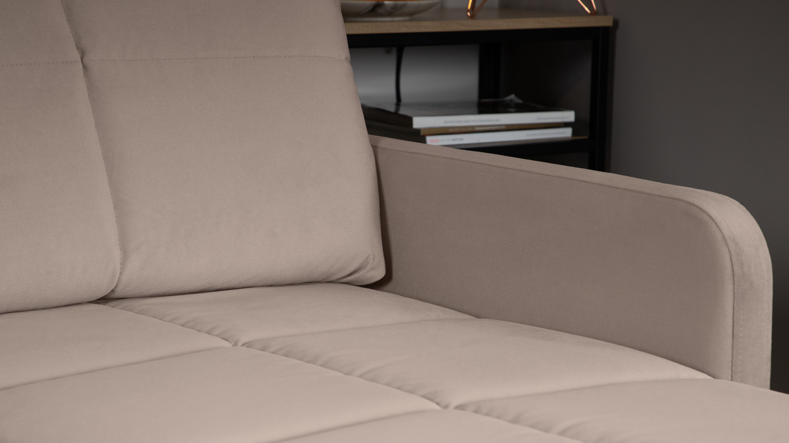 Диван угловой Domo Pro с узкими подлокотниками, стежка квадрат, ткань Sky Velvet 17 180x216 — купить в Озерце