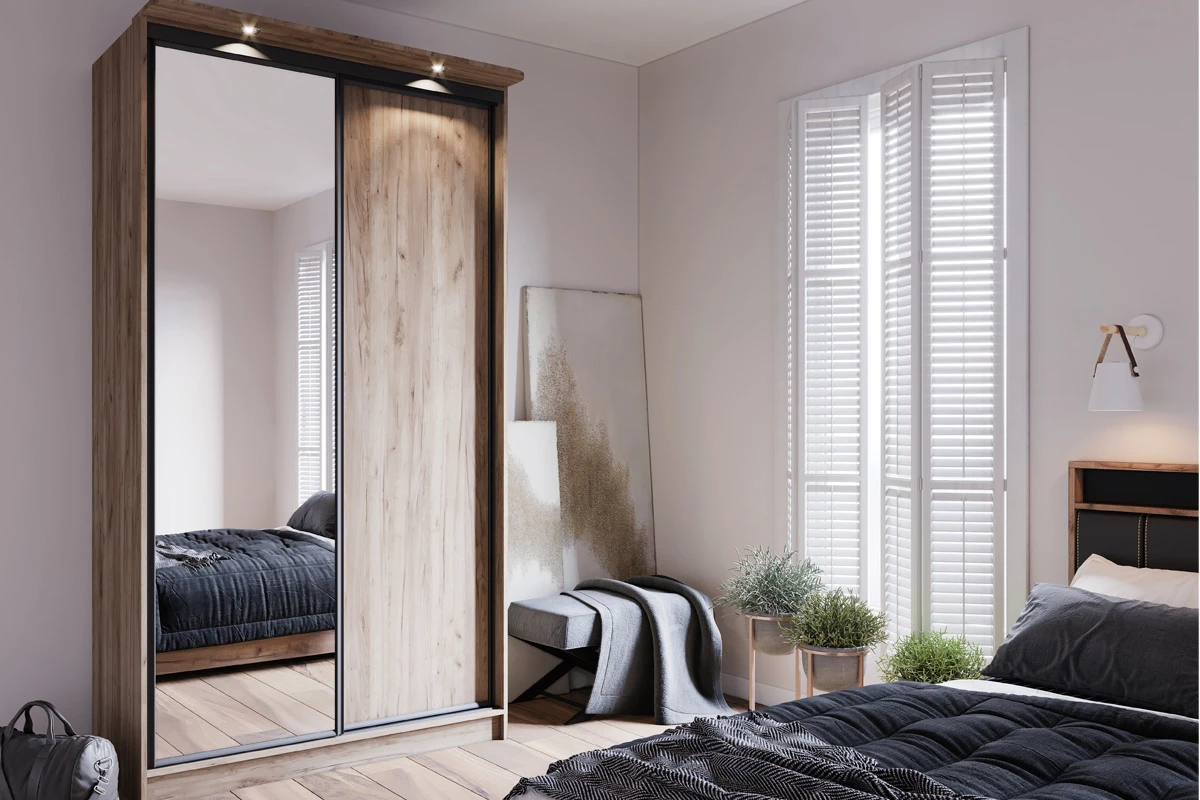 Шкаф-купе 1200 Домашний Зеркало/ЛДСП (Дуб Табачный Craft) в мебель-центре Озерцо