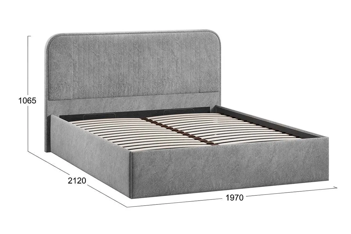 Кровать Тиффани c подъемным механизмом Тип 1 и заглушиной 180х200 (Микровелюр / Wellmart Silver) - купить в Озерце