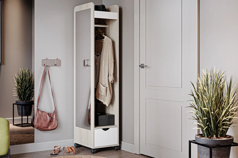 Вешалка комбинированная Лайт (Дуб Гарден/Белый глянец) — Мебель-центр Озерцо