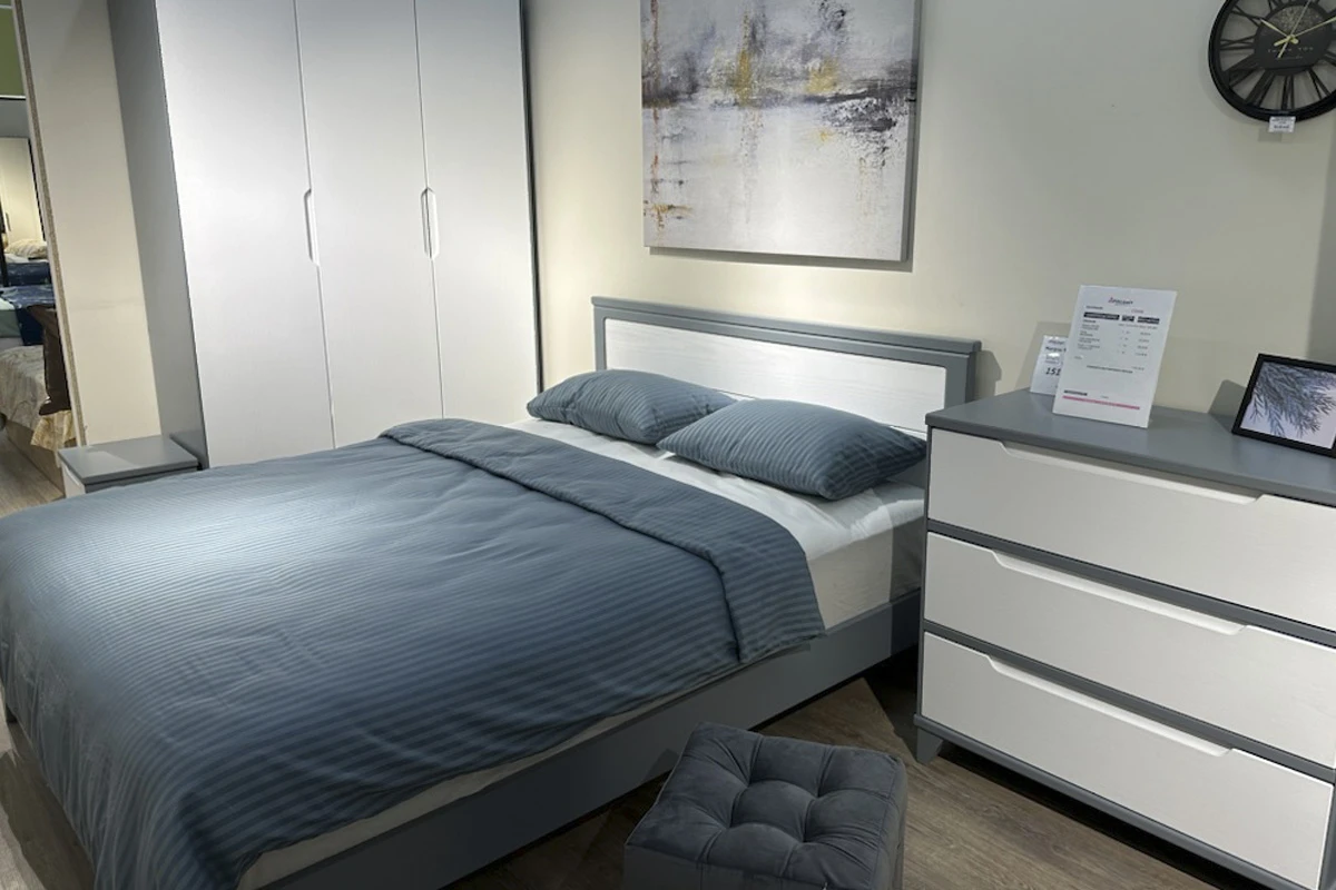 Кровать Соня (массив) 160х200 (Серый/Белый) - купить в Озерце