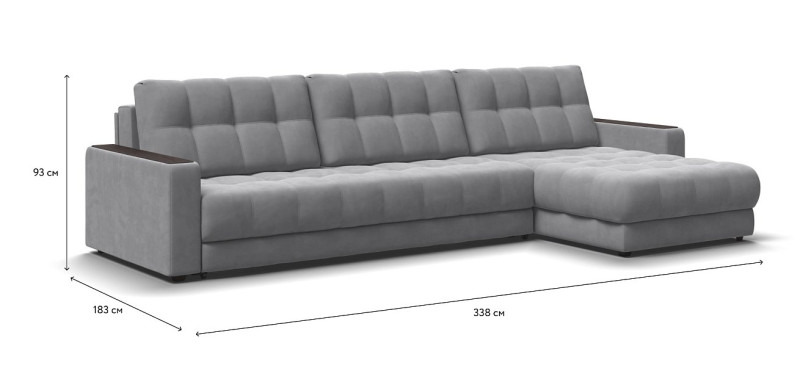 Угловой диван BOSS 3.0 MAX велюр Monolit сталь — купить в Озерце