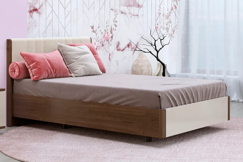 Кровать КР-5011-ГТ-КГ-В 120х200 (Гикори Джексон Темный/Кашемир Глянцевый/Велюр) - купить в Озерце