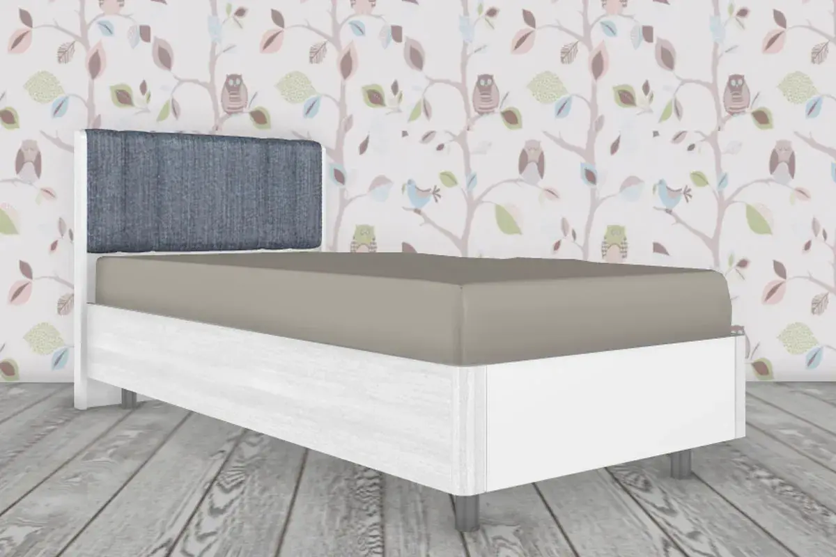 Кровать КР-5015-СЯ-БГ 90х190 (Снежный Ясень/Белый Бриллиант Глянцевый) - купить в Озерце