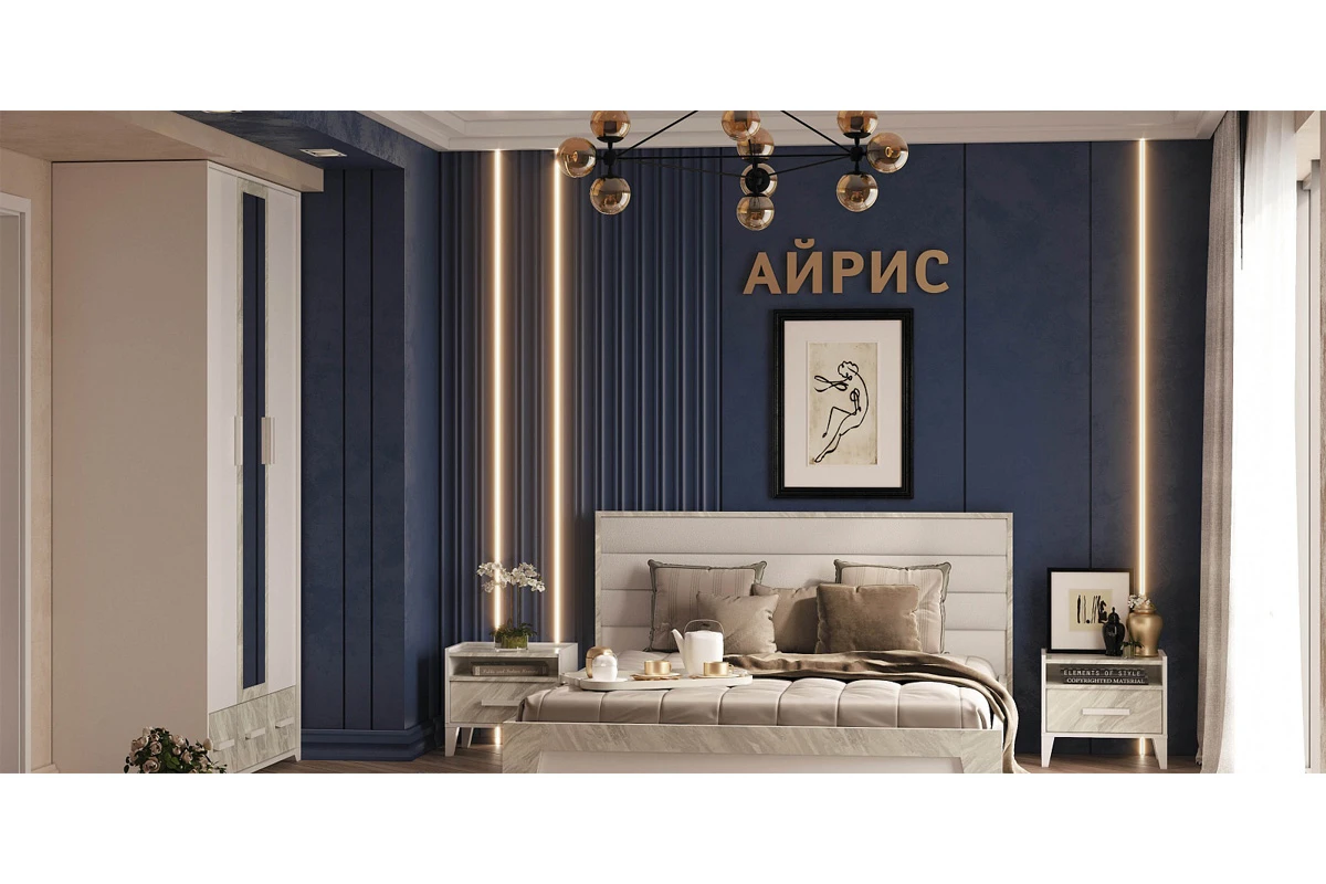 Тумба прикроватная Айрис 41 (Белый/Статуарио) — Мебель-центр Озерцо