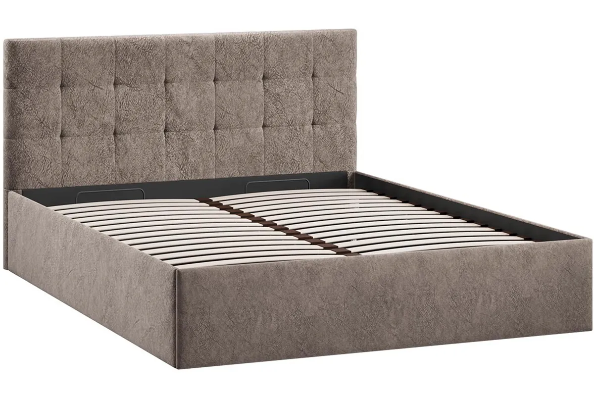 Кровать Джоли Тип 1 с ПМ 160х200 (Микровелюр / Wellmart Latte) - купить в Озерце