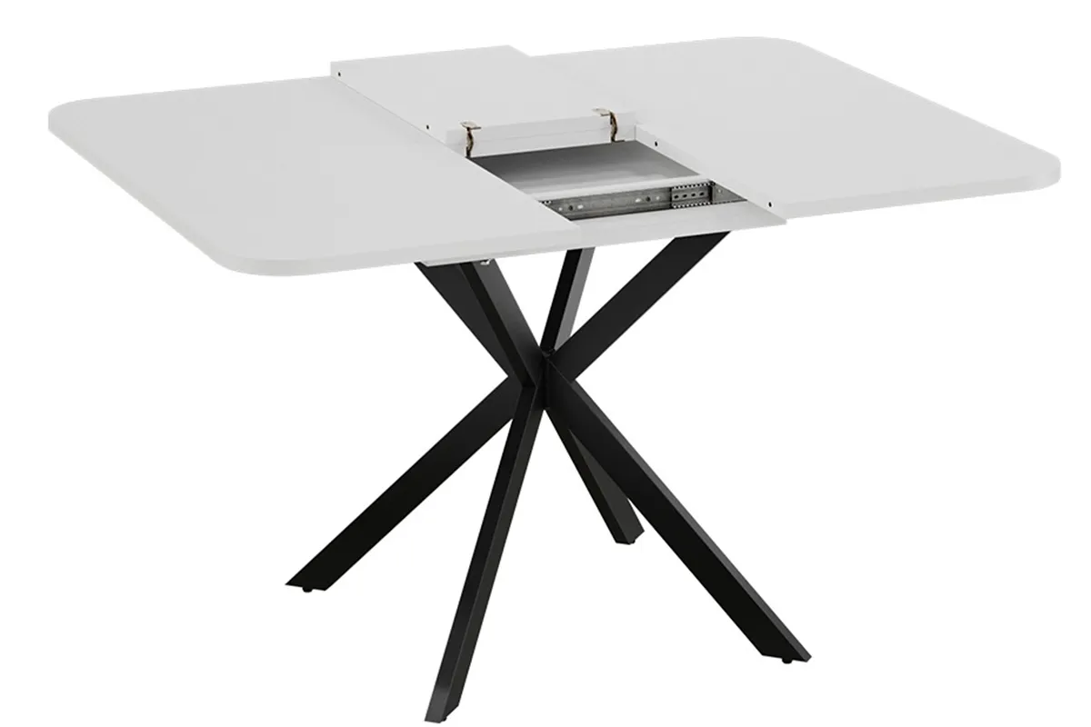 Стол обеденный Лиссабон раздвижной Тип 1 (Черный муар / Белый) - купить в Озерце