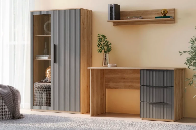 Набор мебели для детской Астория (Дуб кастелло медовый / Графит софт) — Мебель-центр Озерцо