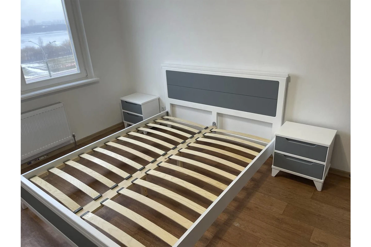 Кровать Соня (массив) 160х200 (Белый/Серый) - купить в Озерце