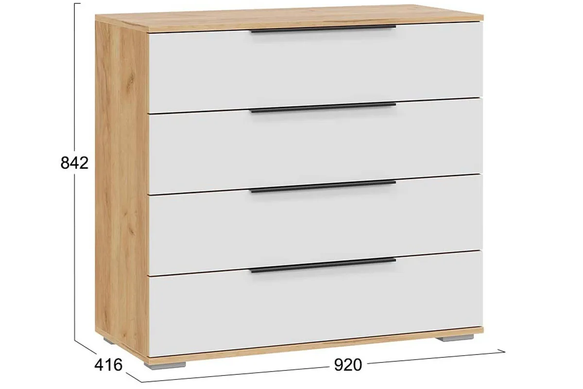 Комод Джоли (Дуб Крафт Золотой/Белый матовый) — Мебель-центр Озерцо