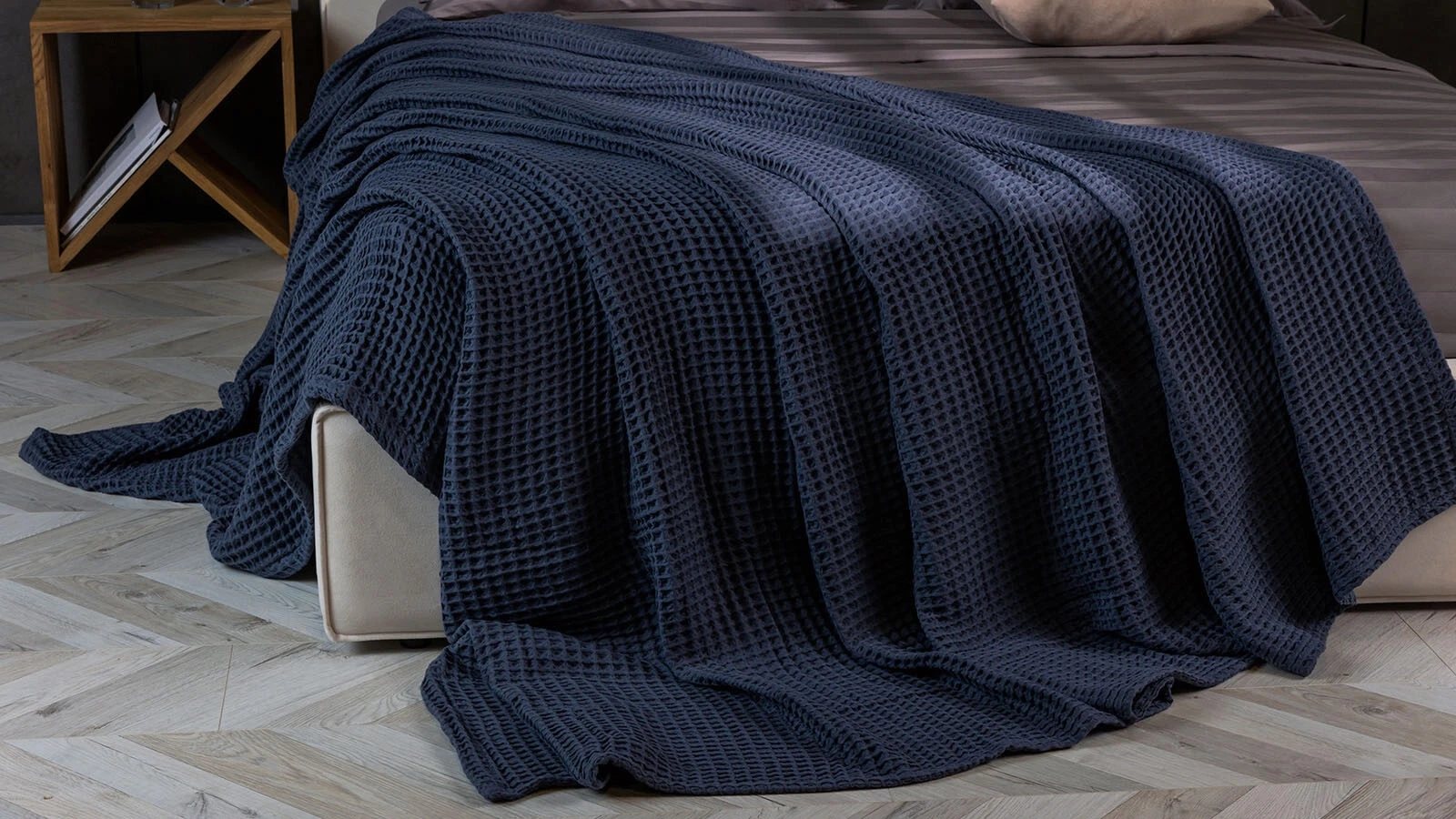 Покрывало хлопковое Waffle, цвет: сапфир 220x230 в мебель-центре Озерцо