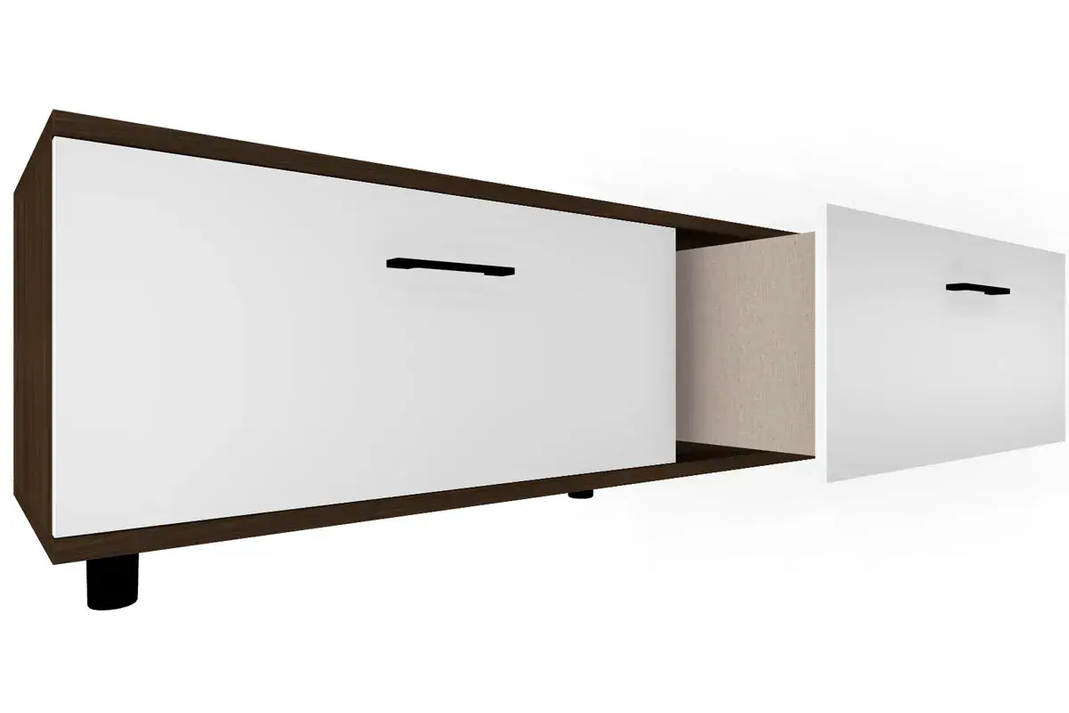 Тумба ТБ-5039-ГТ-БГ (Гикори Джексон Темный/Белый Бриллиант Глянцевый) — Мебель-центр Озерцо