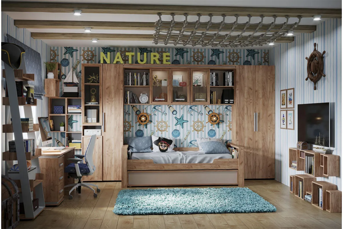 Стеллаж Nature 95 (Дуб табачный Craft/Мокко) в мебель-центре Озерцо