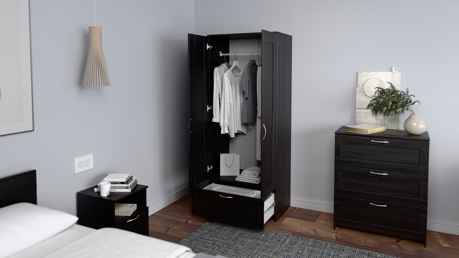 Шкаф двухдверный с ящиком Istra, цвет Дуб Венге 50x78 — купить в Озерце