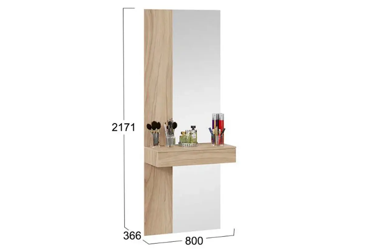 Тумба подвесная с зеркалом Порто СМ-102.08.001 (Яблоня Беллуно) — Мебель-центр Озерцо