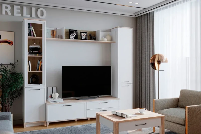 Гостиная Aurelio 5 (Белый/Блеквуд Сатиновый) — Мебель-центр Озерцо