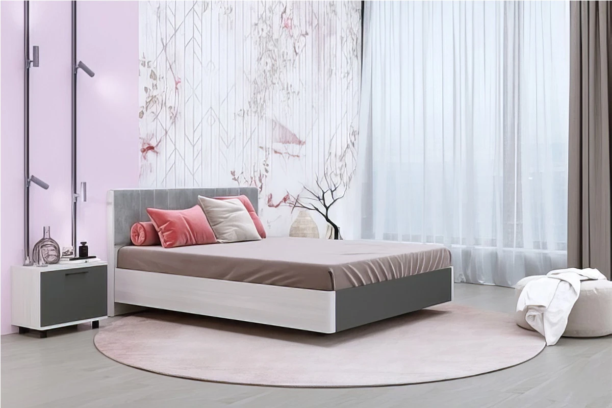 Кровать КР-5014-СЯ-АМ 180х200 (Снежный Ясень/Антрацит Матовый) - купить в Озерце