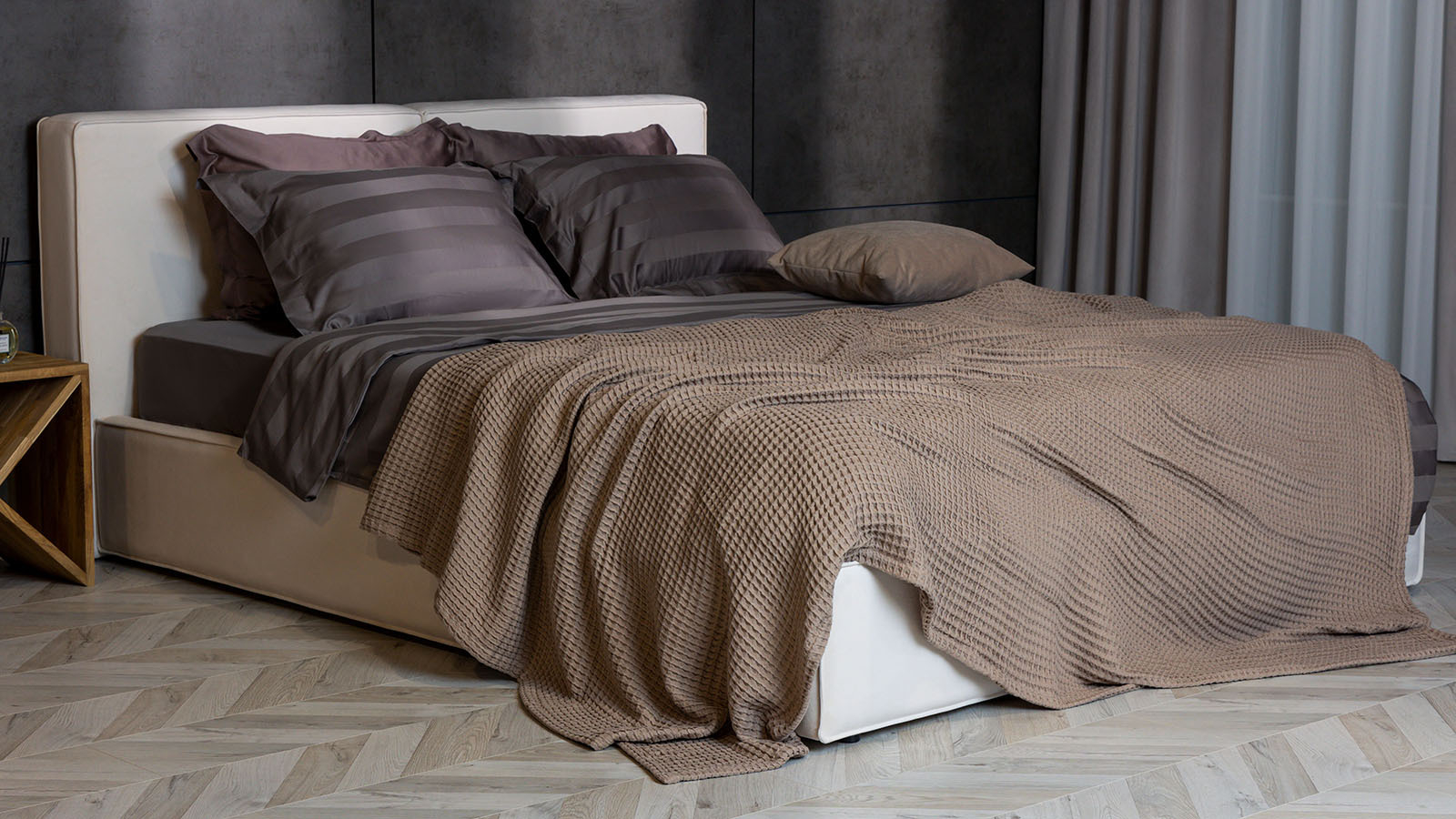 Покрывало хлопковое Waffle, цвет: сандал 220x230 в мебель-центре Озерцо