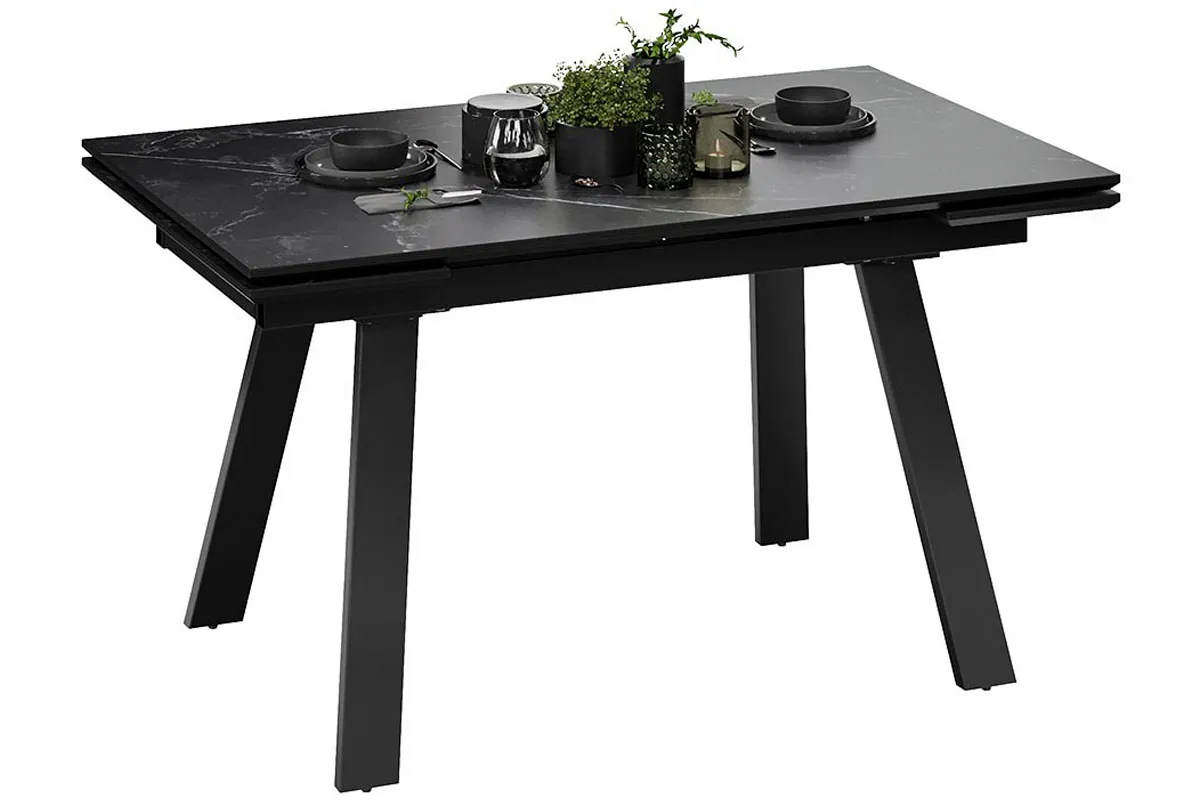 Стол обеденный Дэкстон Тип 1 (Черный муар/Керамика матовая/Черный мрамор) - купить в Озерце