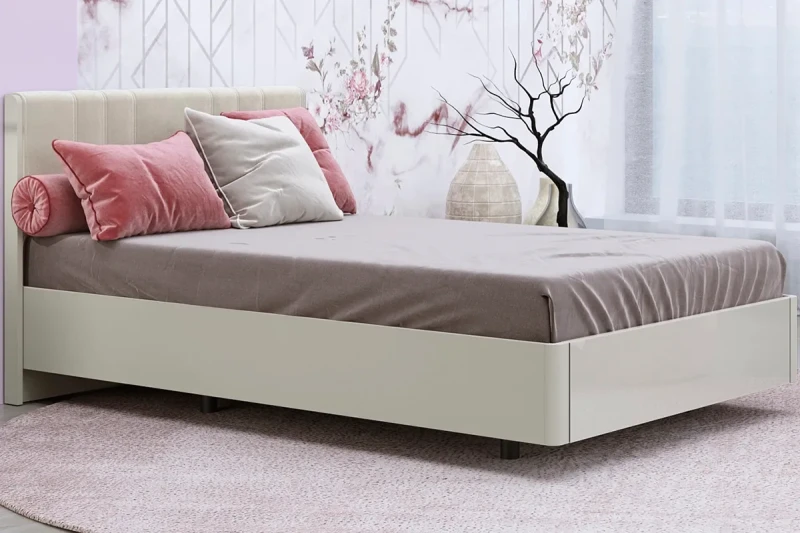 Кровать КР-5012-СК-КГ-В 140х200 (Серый Кашемир / Кашемир Глянцевый / Велюр) - купить в Озерце