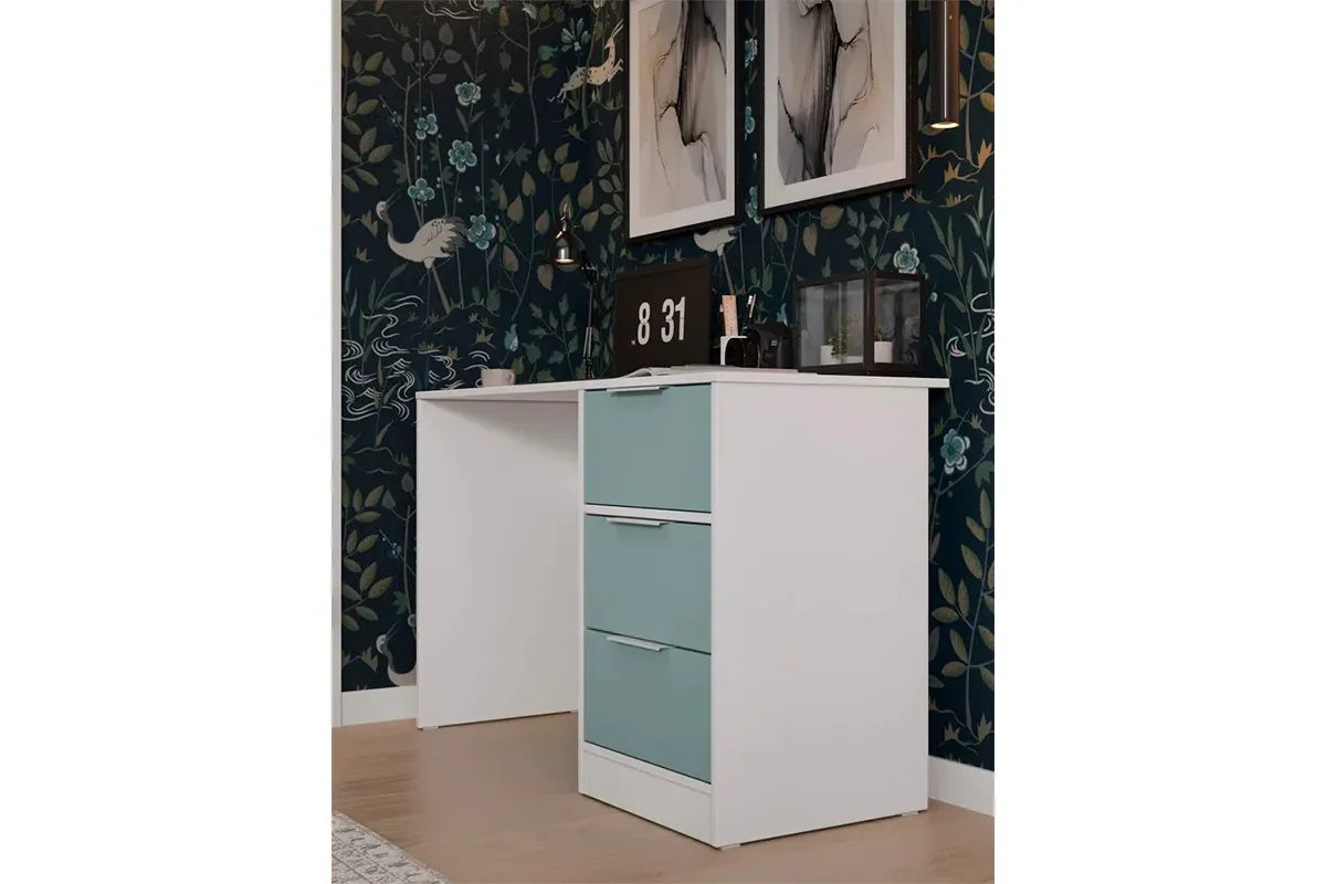 Стол письменный Марли Тип 1 (Белый/Серо-голубой) — Мебель-центр Озерцо