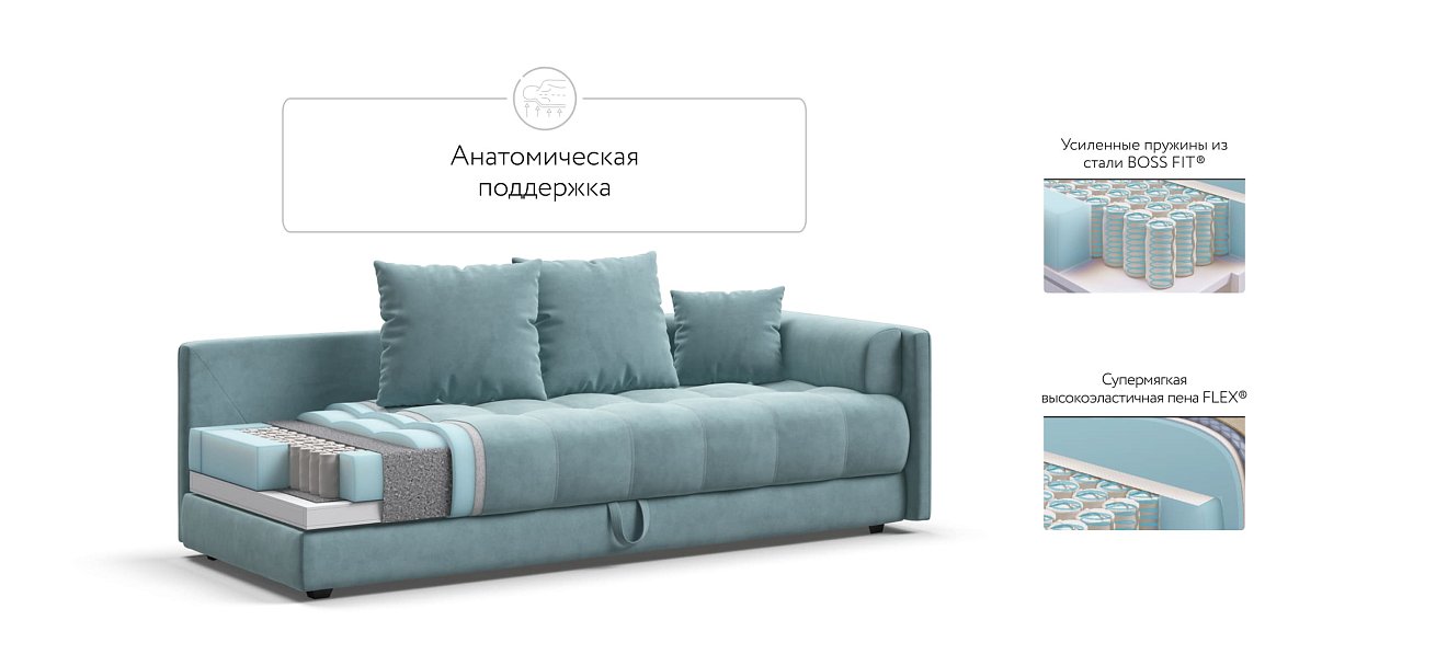 Босс тахта Велюр Монолит аква — купить в Озерце