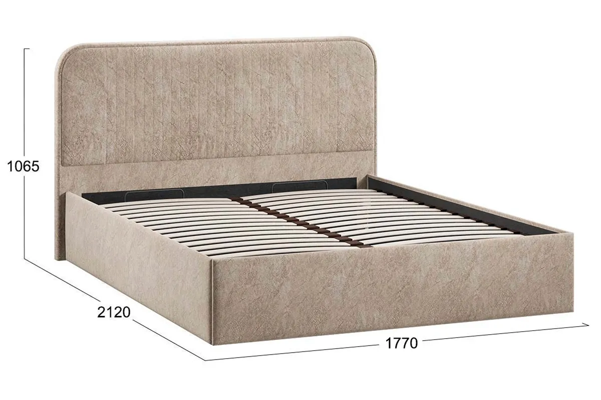 Кровать Тиффани Тип 1 с ПМ и заглушиной 160х200 (Микровелюр/Wellmart Dark Beige) - купить в Озерце