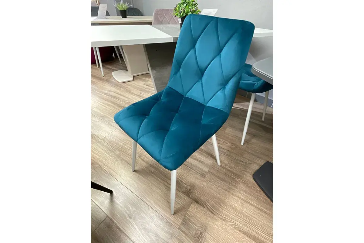 Стул Регги каркас Муар белый, велюр (Velluto 36 бирюзовый) СРП-066 - купить в Озерце