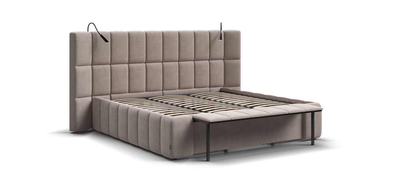 Босс ХО Кровать 180*200 Велюр Монолит латте - купить в Озерце