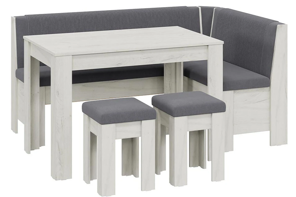 Кухонный уголок Ганновер ГН №1 (Дуб крафт белый/Микровелюр серый) - купить в Озерце