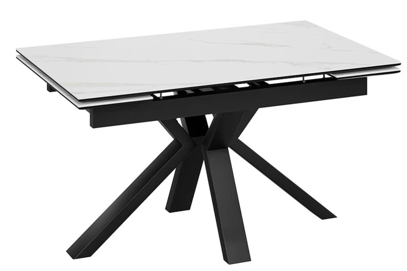 Стол обеденный Дерби Тип 1 (Черный муар/Керамика матовая белый мрамор) - купить в Озерце