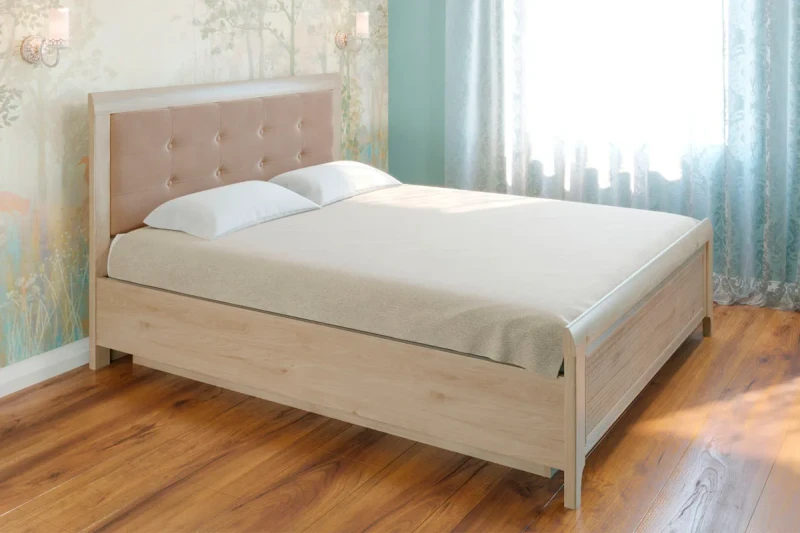 Кровать КР-1033-ГС-В 160х200 (Гикори Джексон светлый/Велюр) - купить в Озерце