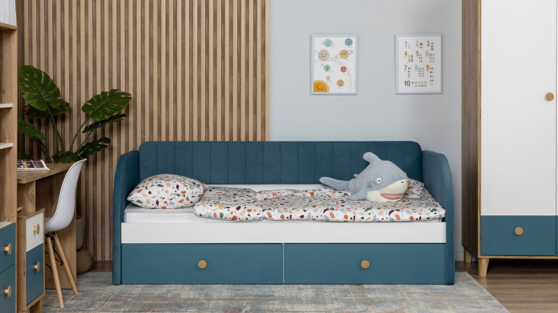 Детская кровать -тахта Lenny, цвет: Зеленый+Белый 90x200 — Мебель-центр Озерцо