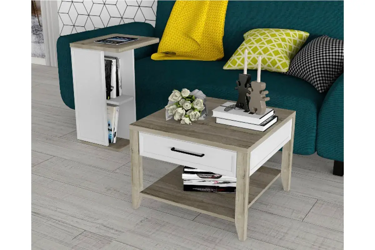 Стол приставной Aurelio 17 (Белый/Блеквуд Сатиновый) — Мебель-центр Озерцо