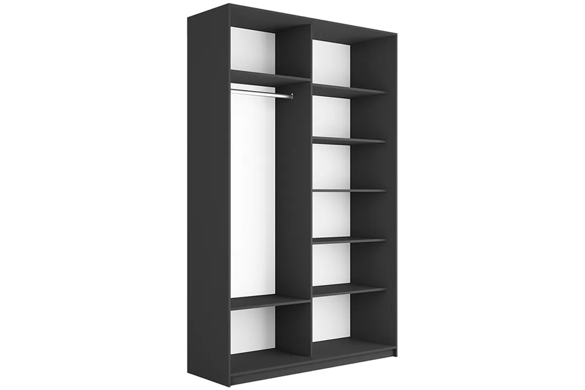 Шкаф-купе 2-х дверный Траст СШК 2.120.60-15.15 (1200x570x2300) (Серый диамант/Стекло белый глянец) в мебель-центре Озерцо