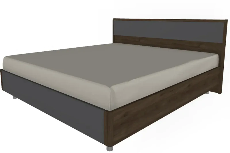 Кровать КР-5004-ГТ-АМ (Гикори Джексон Темный/Антрацит Матовый) - купить в Озерце