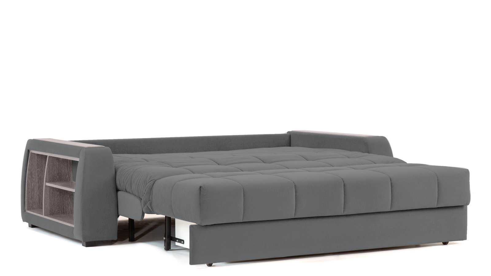 Диван - кровать Domo Pro с полками цвета ясень, стежка квадрат, ткань Sky Velvet 16 140x216 — в мебель-центре Озерцо