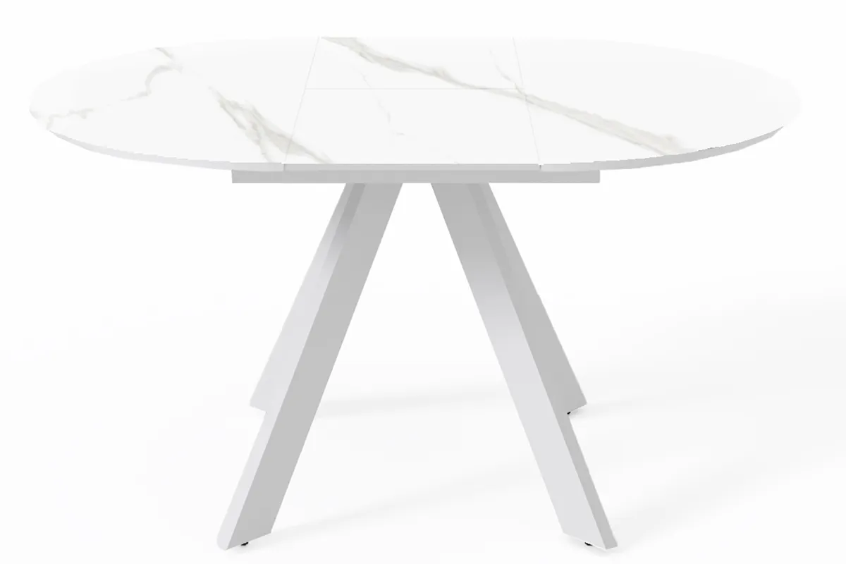 Стол обеденный Бонжур d 1000(вставка 400/Бабочка) (Керамика FNZ9206008-19 SNOW WHITE /МДФ Белая Шагрень/Металл Белый) - купить в Озерце